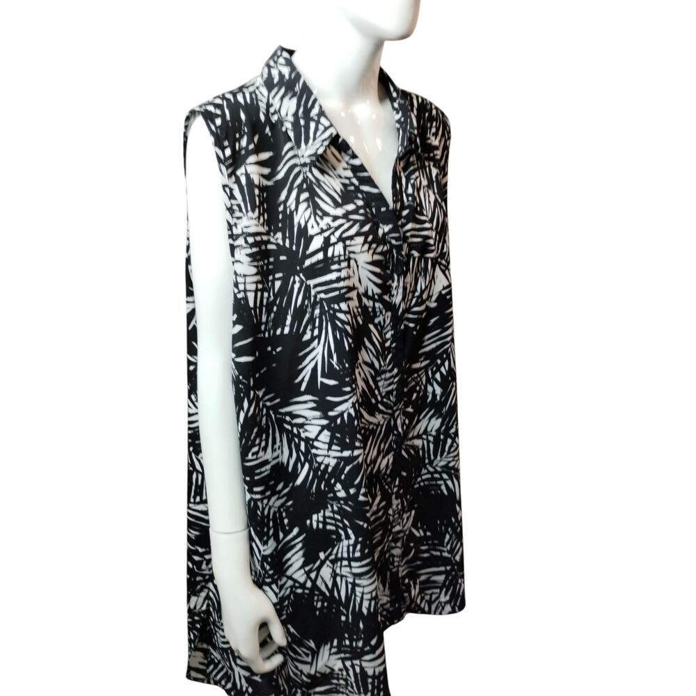 Catherines Women's 3x Tropical Sleeveless Beachy Casual‎ Resortwear Tunic Top